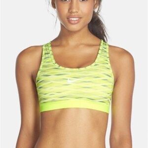 Nike Dri-Fit Sports Bra Green Wave Print Racerback Size Medium